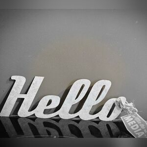 NWT - Creative Co-Op Rustic Gray 'Hello' Tin Metal Wall Sign